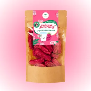 GUMIROLLSY NATURALNE GUMY ROZPUSZCZALNE NA BAZIE JOGURTU NATURALNEGO 80 g - MALINA