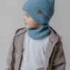 CZAPKA I KOMIN WEŁNA MERINO NIEBIESKI - obrazek 2