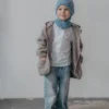 CZAPKA I KOMIN WEŁNA MERINO NIEBIESKI - obrazek 3