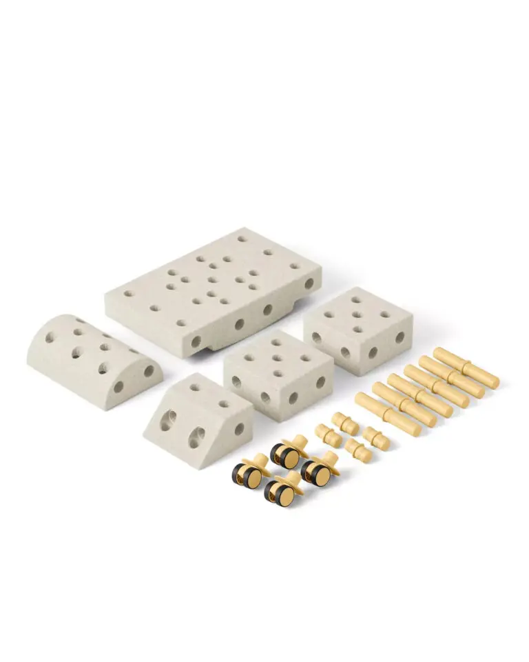 EXPLORER SET - KREATYWNE KLOCKI ROZWIJAJĄCE MOTORYKĘ DUŻĄ, SAND GREY / HONEY YELLOW