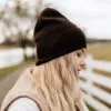CZAPKA DAMSKA WEŁNA MERINO - CZEKOLADOWA - obrazek 4