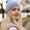 CZAPKA DAMSKA WEŁNA MERINO - NIEBIESKA