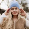 CZAPKA DAMSKA WEŁNA MERINO - NIEBIESKA - obrazek 4