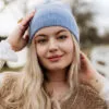 CZAPKA DAMSKA WEŁNA MERINO - NIEBIESKA - obrazek 3